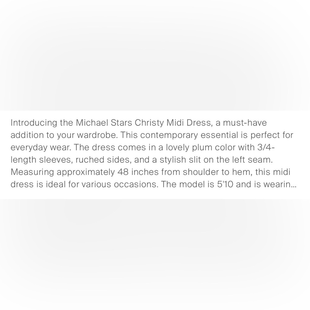 MICHAEL STARS NWT CHRISTY 3/4 SLEEVE TAHOE JERSEY MIDI DRESS - Picture 8 of 8
